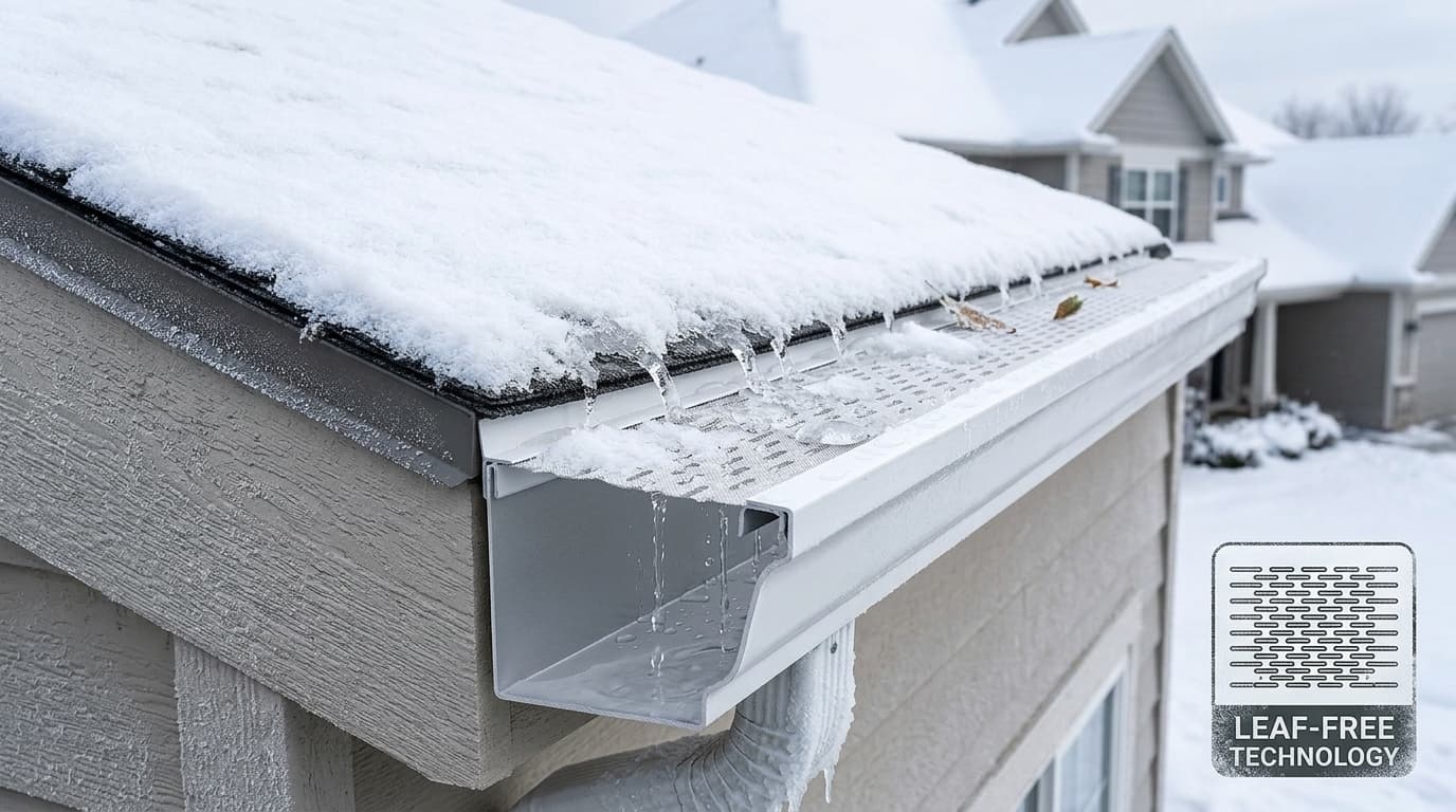 Gutter Grille installed on roof with debris blocked